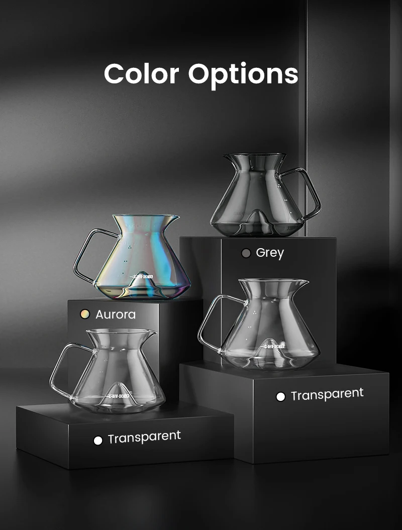 MHW-3BOMBER Hill Coffee Server Guide Extraction Pour Over Coffee Server Ergonomic Handle High-Borosilicate Glass For Barista
