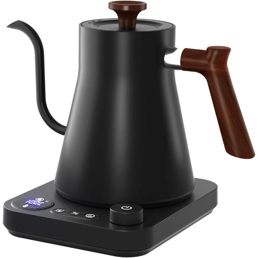 

Gooseneck Electric Kettle 304 Stainless Steel Black 1 Temperature Control Ultra-Quiet for Coffee Tea Milk Auto Boil Detection 8