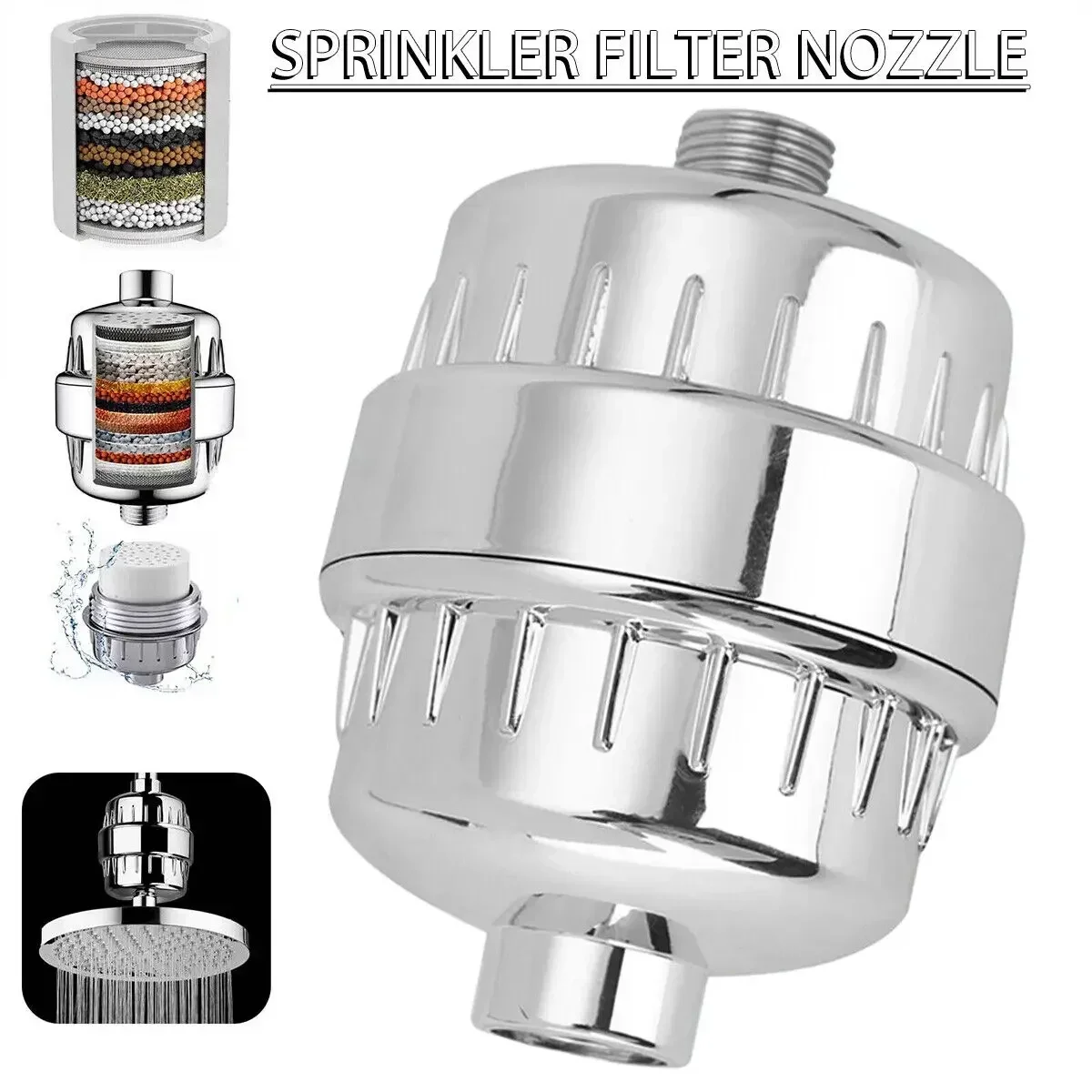 Shower Head Filter Shower Filter Powerful Premium Protect Skin And Hair Silver Soften Water ABS Easy To Install