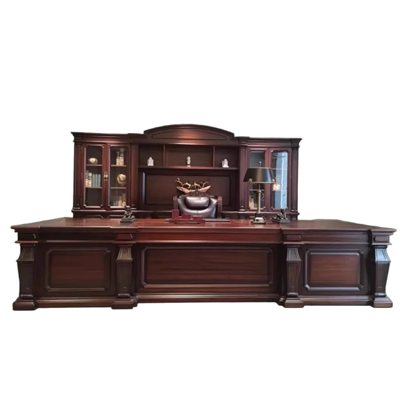 

New Chinese black walnut desk solid wood desk office boss president desk