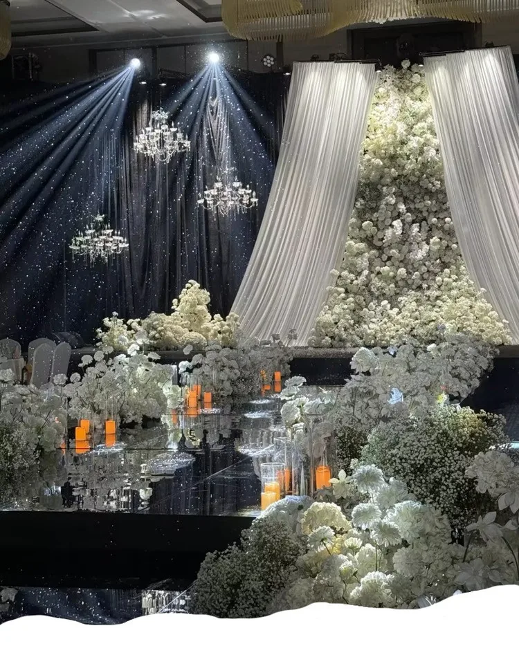Wedding white row decoration Korean wedding simulation fake flower road T-table arrangement