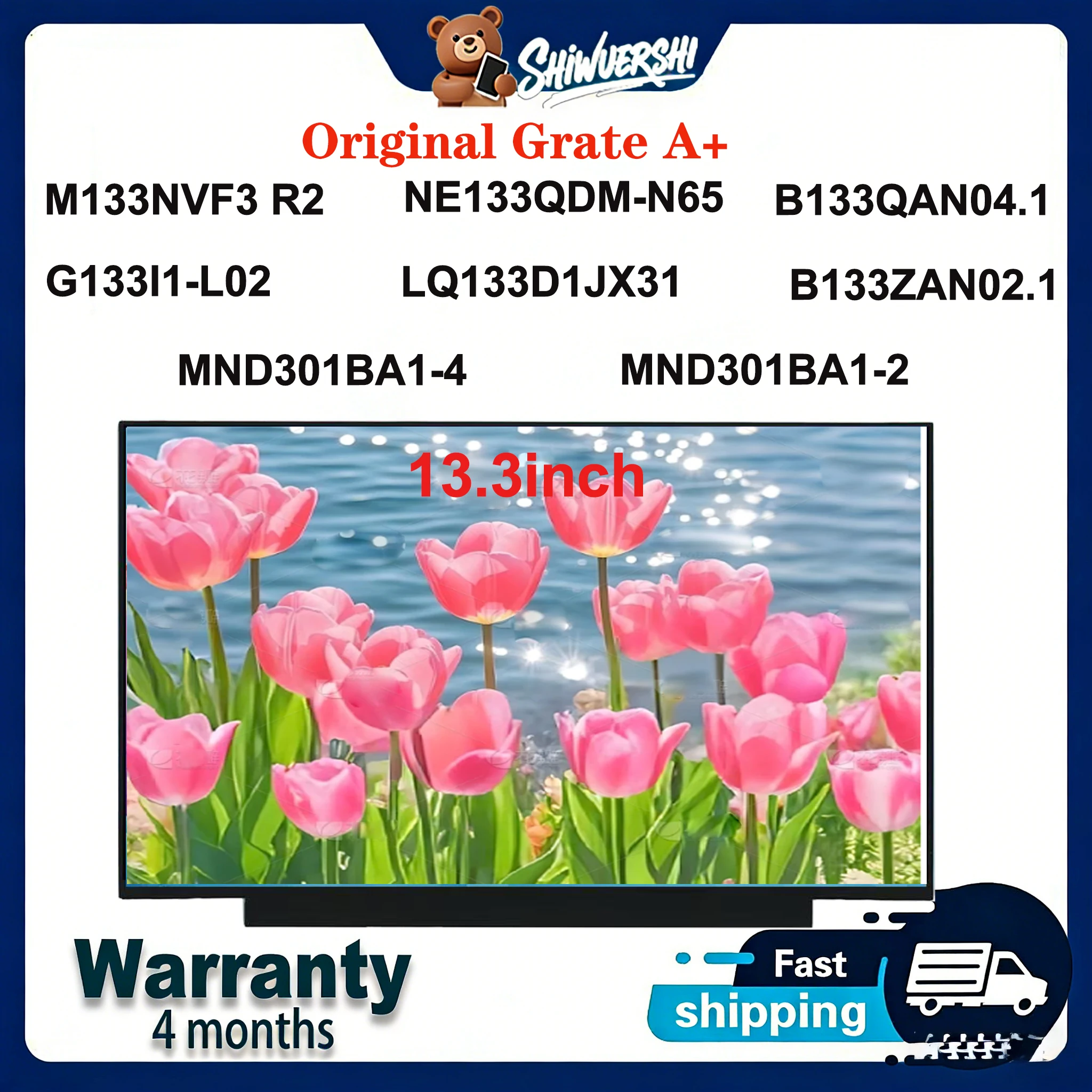 

Оригинальный новый ЖК-экран A+13,3 дюйма M133NVF3 R2 NE133QDM-N65 B133QAN04.1 G133I1-L02 LQ133D1JX31 B133ZAN02.1 MND301BA1-4 MND301BA1-2