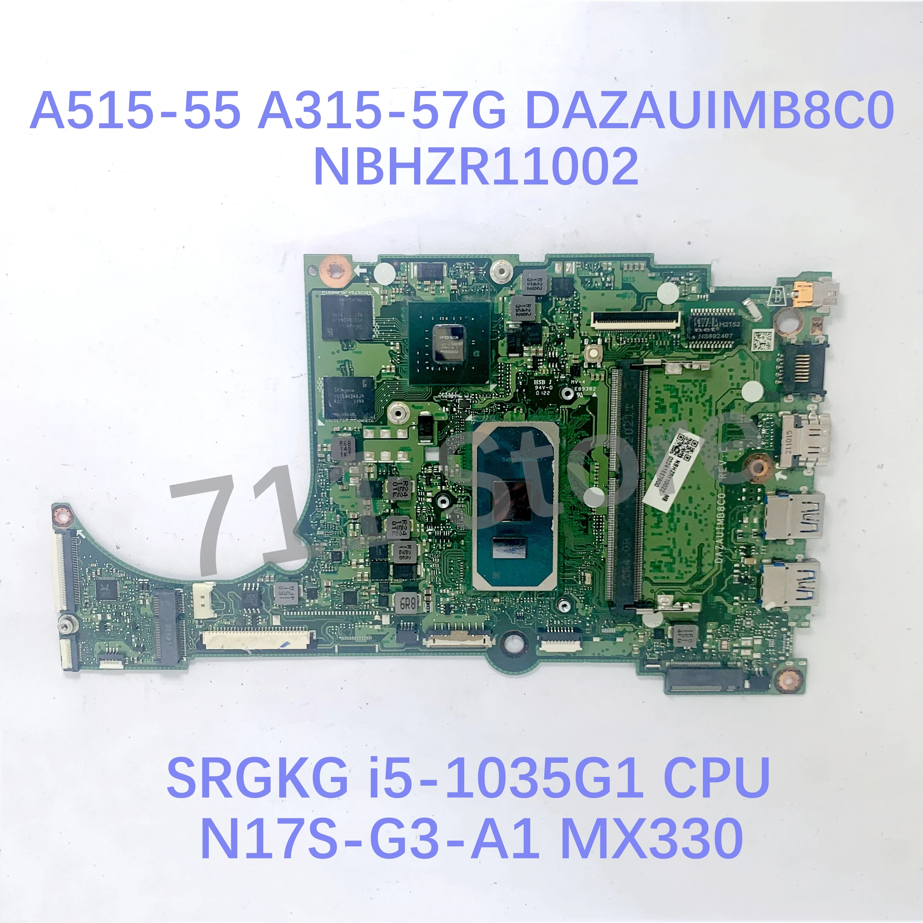 Moederbord Dazauimb8c0 Voor Acer A515-55 Laptop Moederbord Met I3-1005G1/I5-1035G1/I7-1065G7 Cpu N17S-G3-A1 Mx330 100% Getest