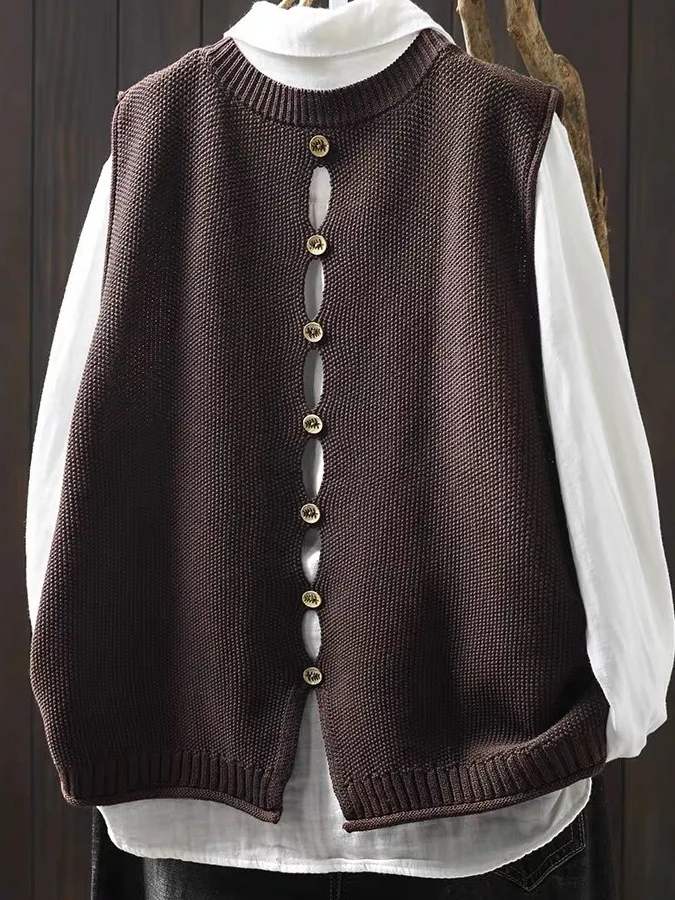 Sli Knitted Vest Women's Faionable Layering Svel Outerwear Trendy Button-Up Regular Fit Moderate Warmth Spring Se...