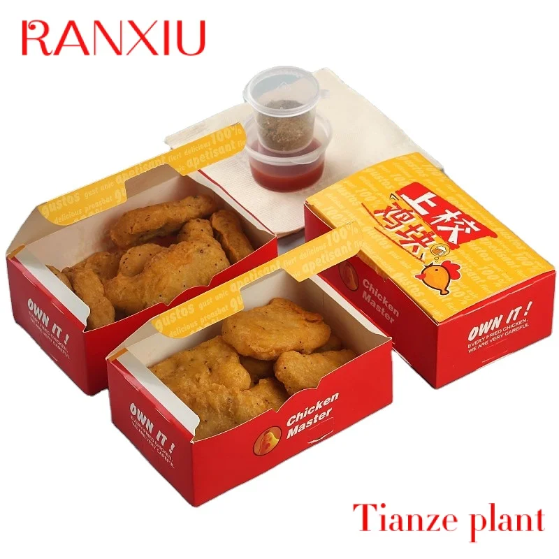 Takeaway Fried Chicken Box, Fast Food Grade, descartável, personalizado, venda quente