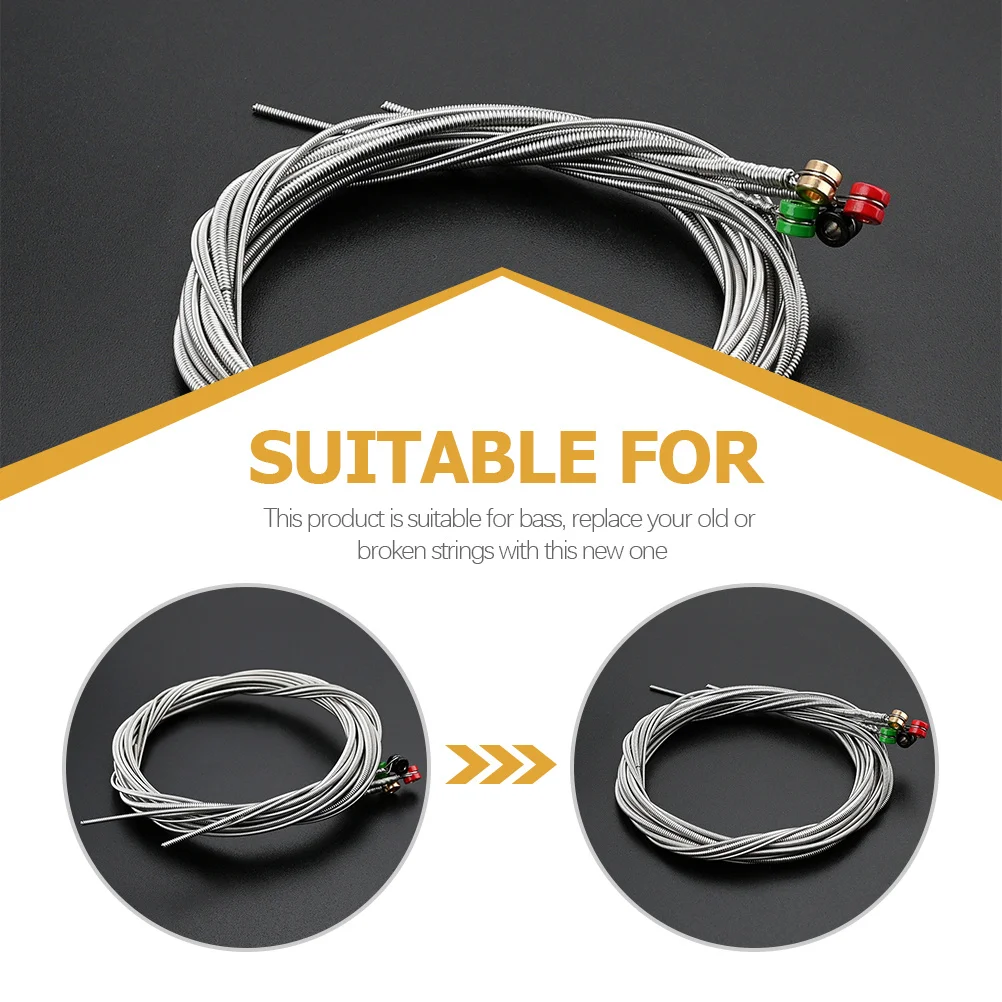 

1Set Bass String Set Premium Stainless Steel Thin Balanced Tension Suitable for Professionals Beginners Bass String