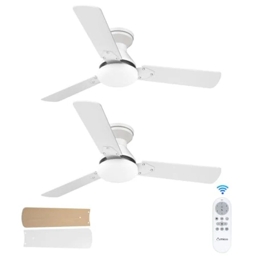 

Комплект из 2-х 42-дюймовых низкопрофильных потолочных вентиляторов с подсветкой и пультом дистанционного управления, скрытого монтажа, реверсивные, с регулировкой цветовой температуры (3CCT), диммируемые, бесшумные, белые.