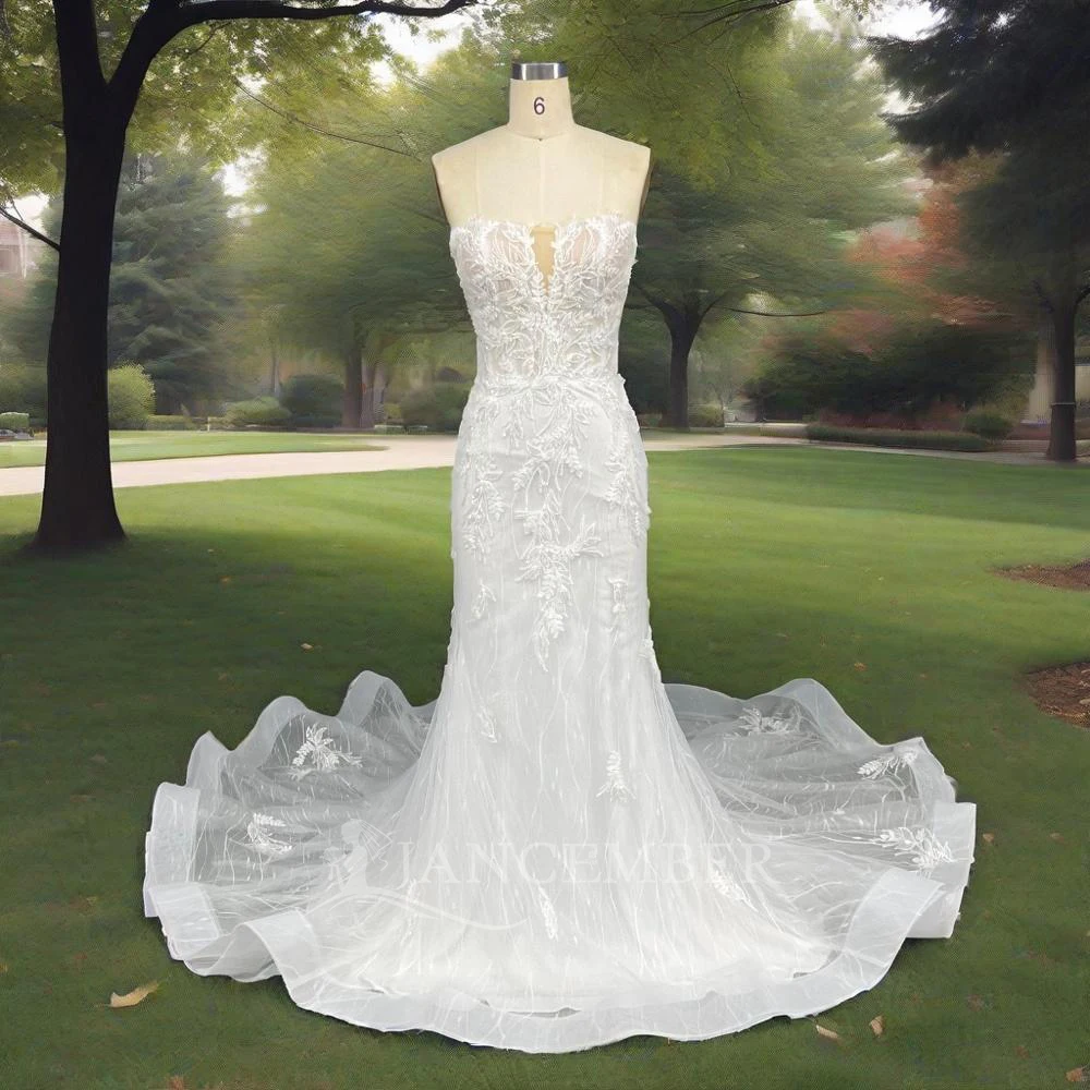 

Simple Lace Customized Mermaid Wedding Dresses Elegant Bridal Gowns Sexy Robes Backless Sleeveless Bride Vestidos De Novia