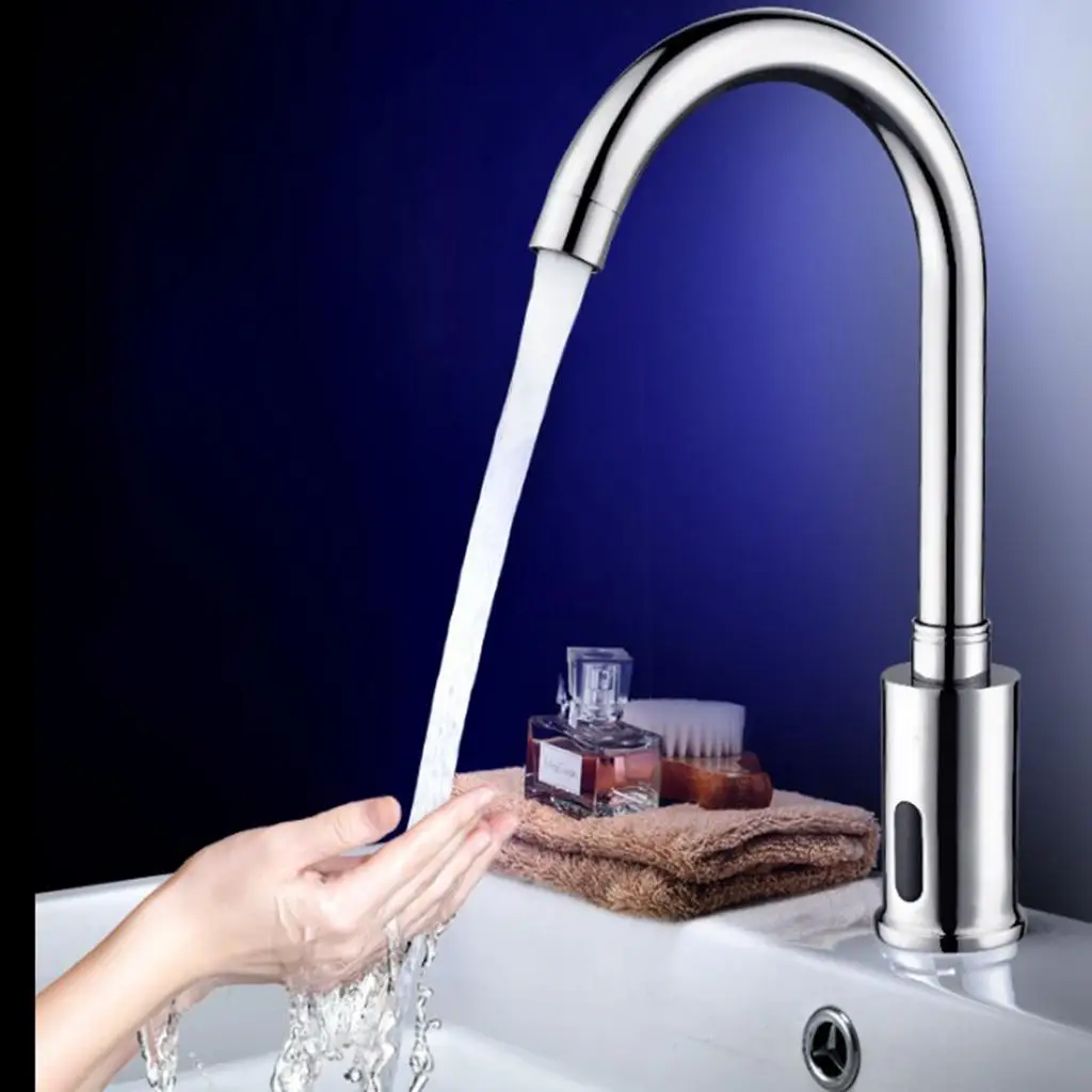 Automatic Infrared Sensor Faucet Single Cold Water Faucet Bathroom Basin Electrical Auto Sensor Faucet Deck Mounted