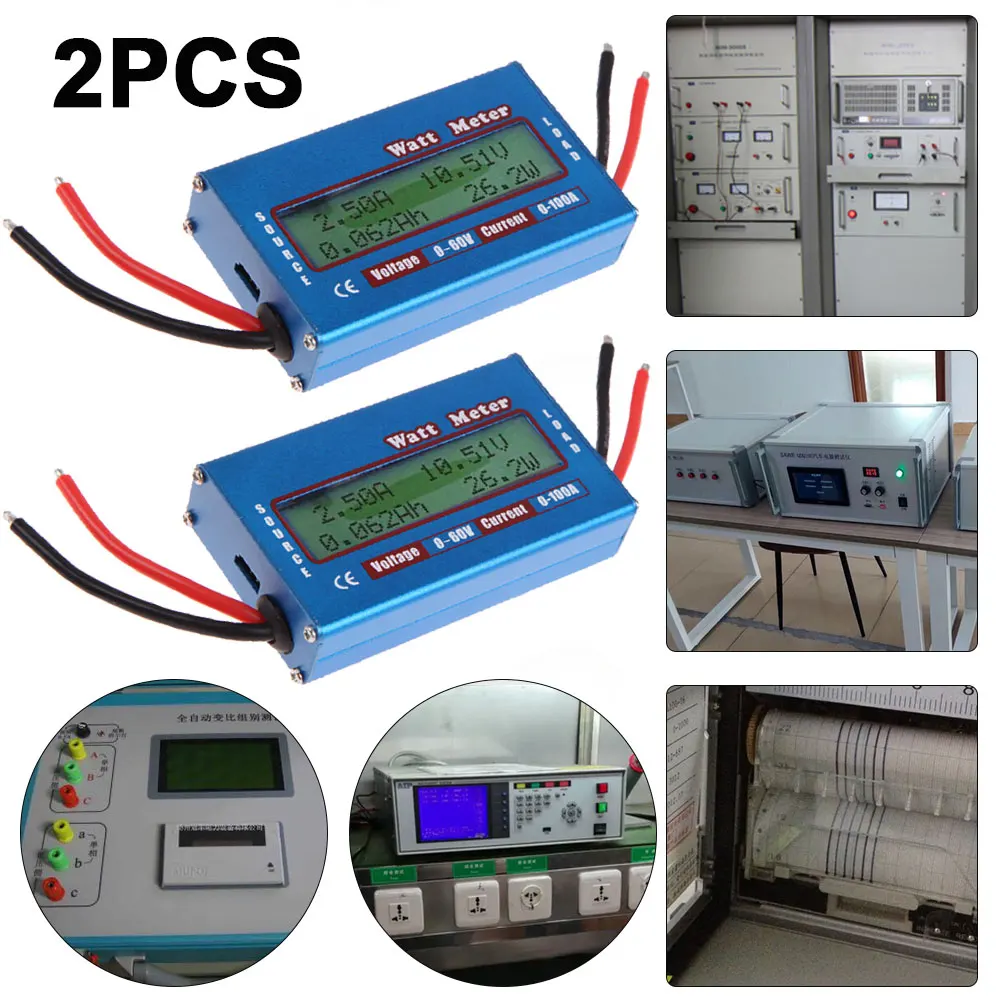 2 Stuks Eenvoudige DC Power Analyzer Watt Volt Amp Meter 12V 24V Solar Wind Analyzer
