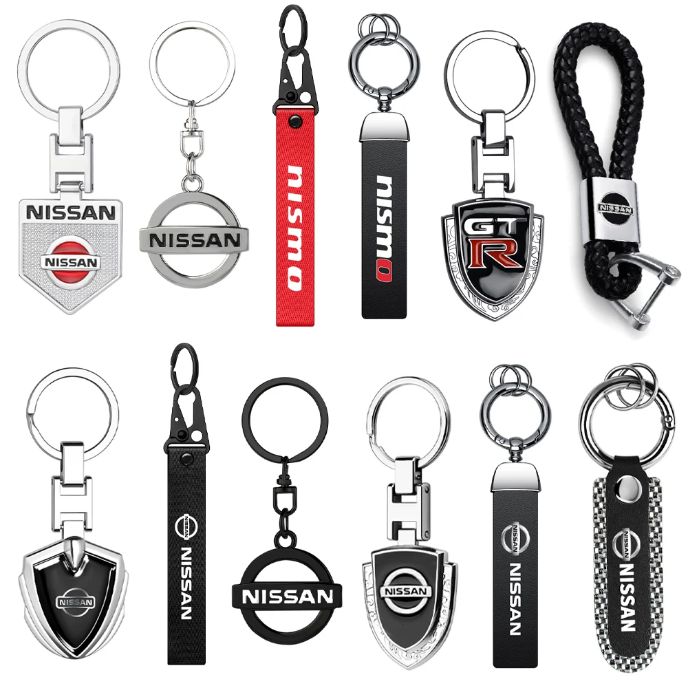 For Nissan Keychain X-trail Micra Juke Teana Qashqai Nismo Leaf GTR Metal/Leather Car Key Case Key Chain Key Rings Accessories