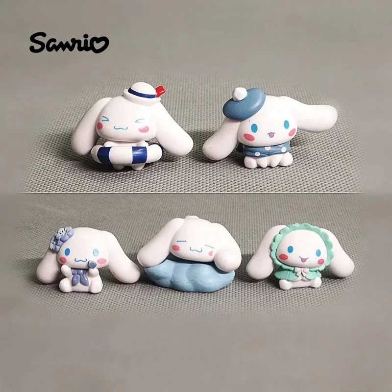 Figuras de acción de Sanrio Cinnamoroll para niños, juguetes de dibujos animados Kawaii, Decoración de mesa, adorno para habitación, regalos, 5 piezas