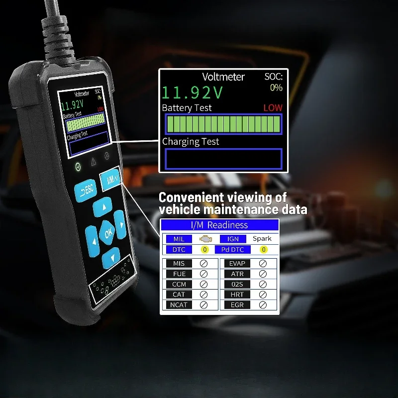 Car Battery Tester Battery Scanner Car Inspection Device Battery Fault Scanner Diagnostic Tools Automotive Repair Supplies AT100