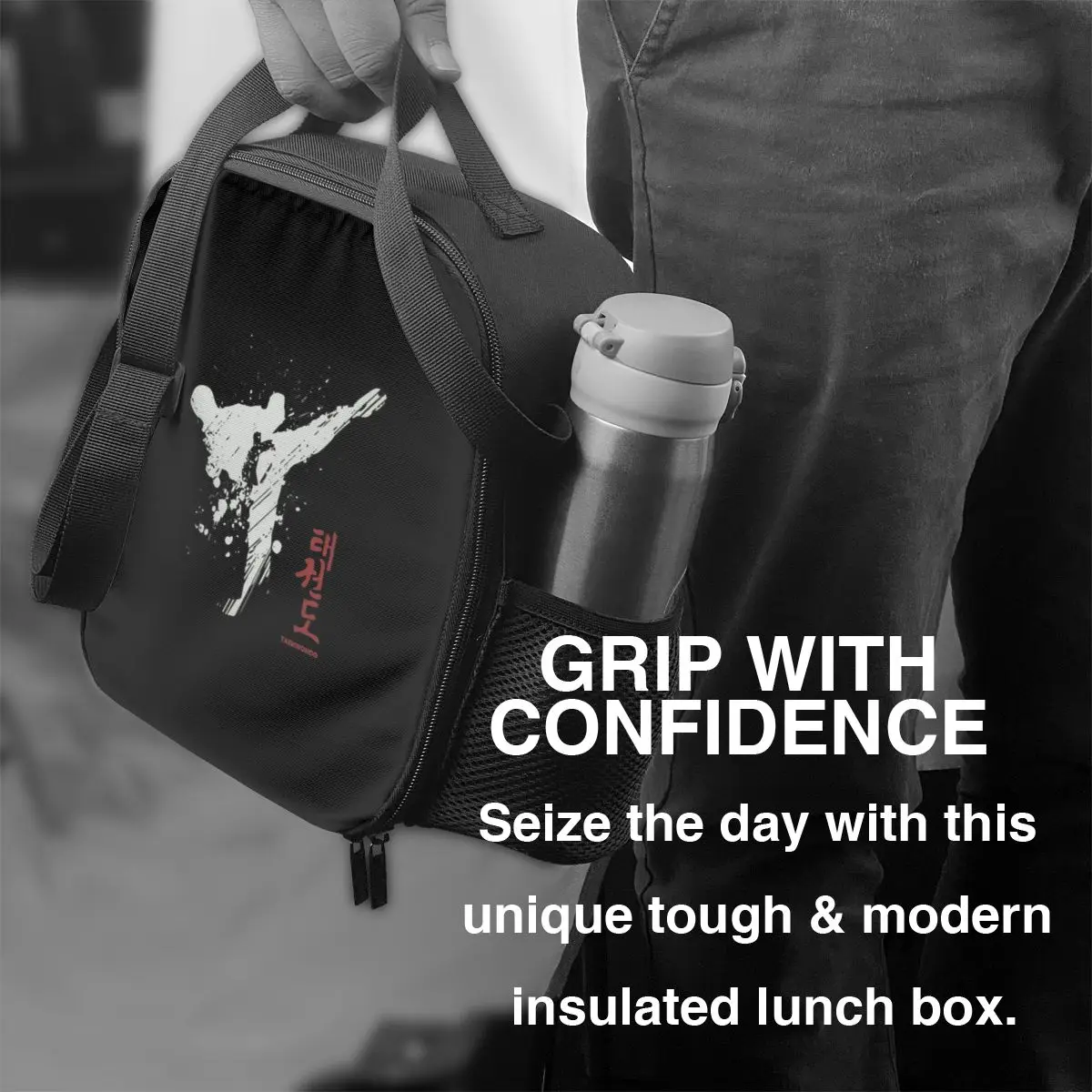 Taekwondo Kick Insulated Lunch Bags for Camping Travel Fighter Martial Arts Portable Cooler Thermal Lunch Box Women Children