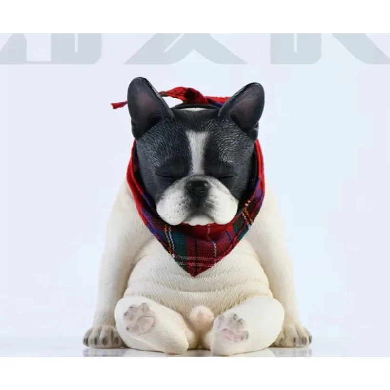 JXK Simulazione in scala 1/6 Postura seduta Animale Bulldog Cane Modello in materiale in resina per giocattoli da esposizione per decorazioni per auto da 12 pollici