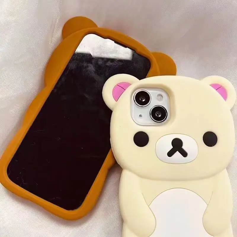 آيفون SE X XS XR 4 4S 5 5S 7 8 11 12 13 14 15 Plus 16 17 Pro Max ثلاثية الأبعاد الدب زوجين سيليكون الكرتون جراب هاتف #5