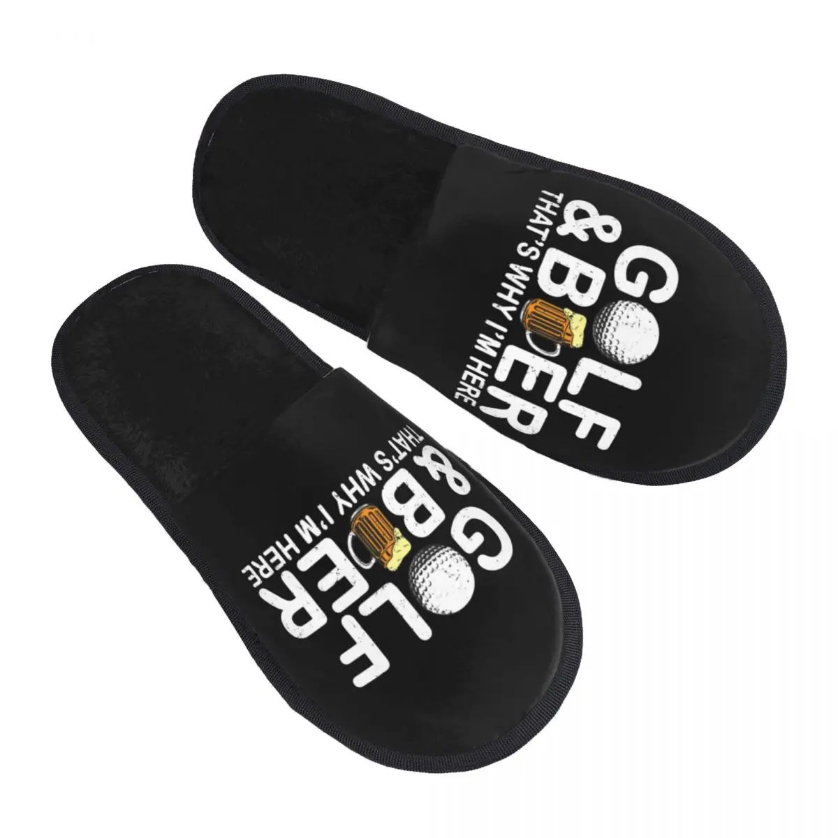 Funny Golf And Beer Quote House Slippers Women Cozy Memory Foam Slip On Hotel Slipper Shoes