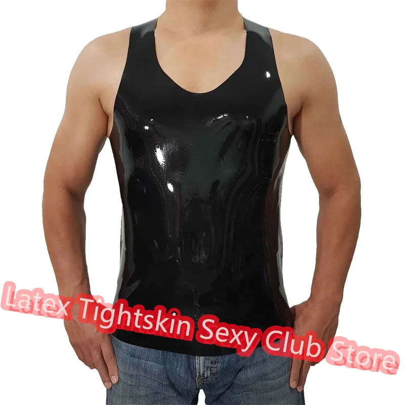 

Handmade Latex Men Sleeveless Shirt Man Sexy Tops Rubber Tank Vest Cosplay Costume