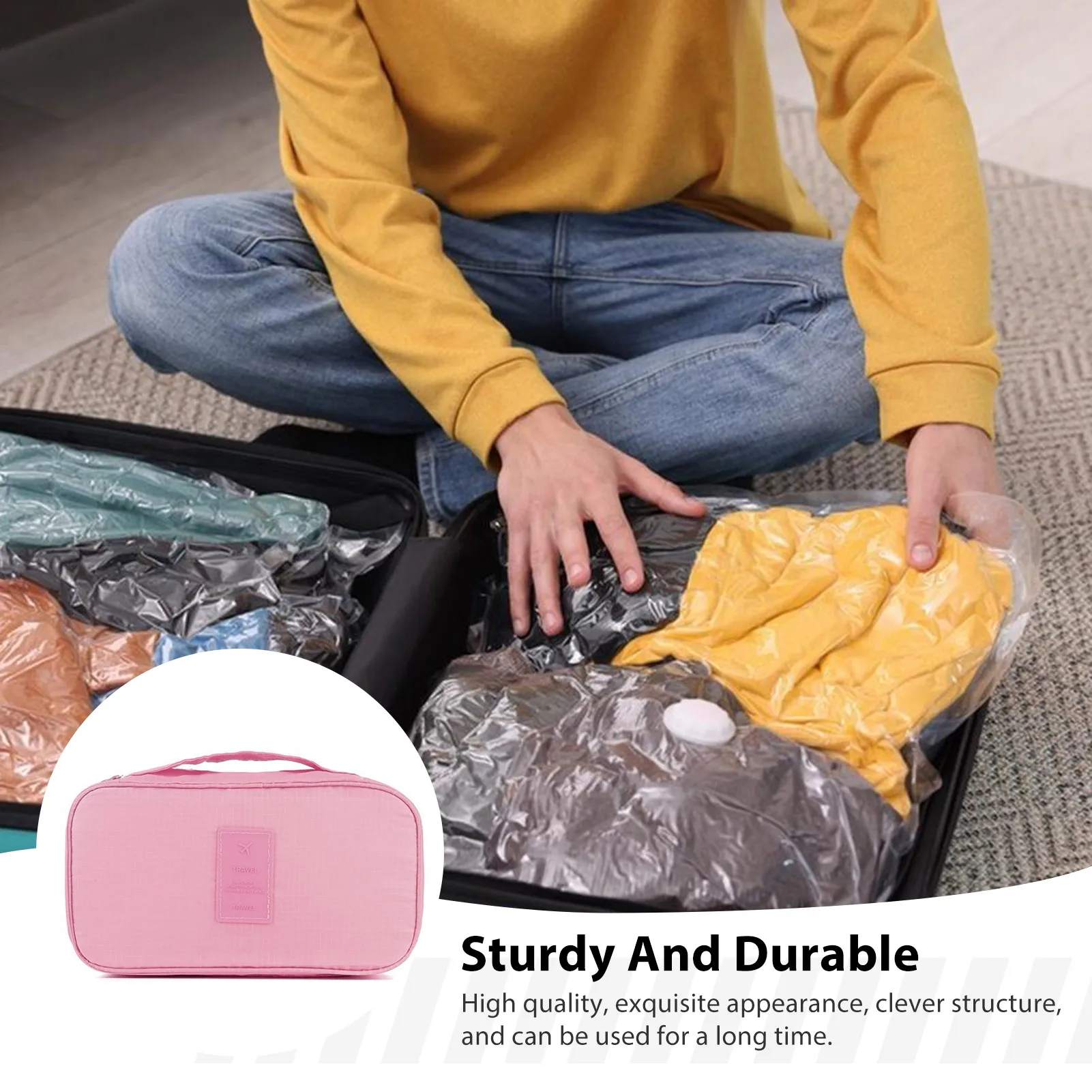 

Extra Large Capacity Toiletry Bags 2-Zippers Multi-Layer Lingerie Storage Bag for Train Car Travel Essential Supplies