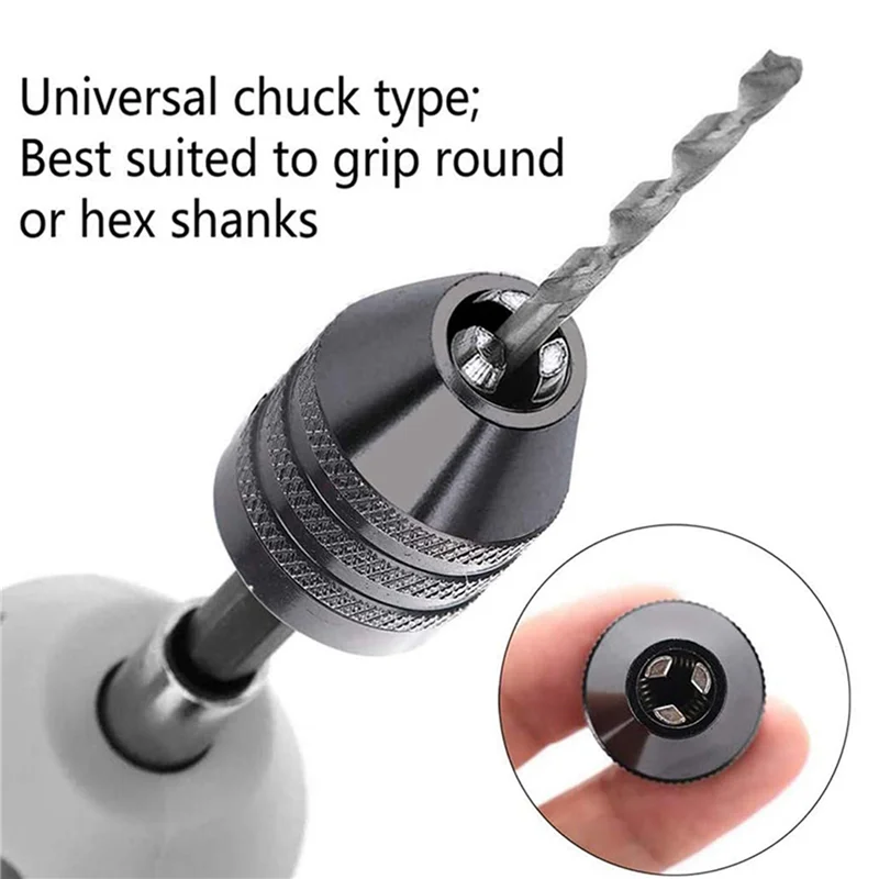 Mandrino per trapano senza chiave con codolo esagonale da 4 pezzi, convertitore per cacciavite Adattatore per trapano Strumento per punte da trapano a cambio rapido (0,6-8 mm, 0,3-3,6 mm) -B51B