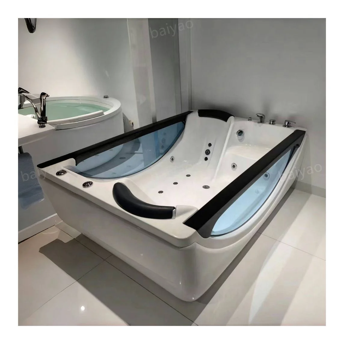 

Freestanding Hot Tub Indoor 2 Persons Whirlpool Massage Soaking Bathtub Acrylic Yacuzzi With Drain Accessory For Hotel