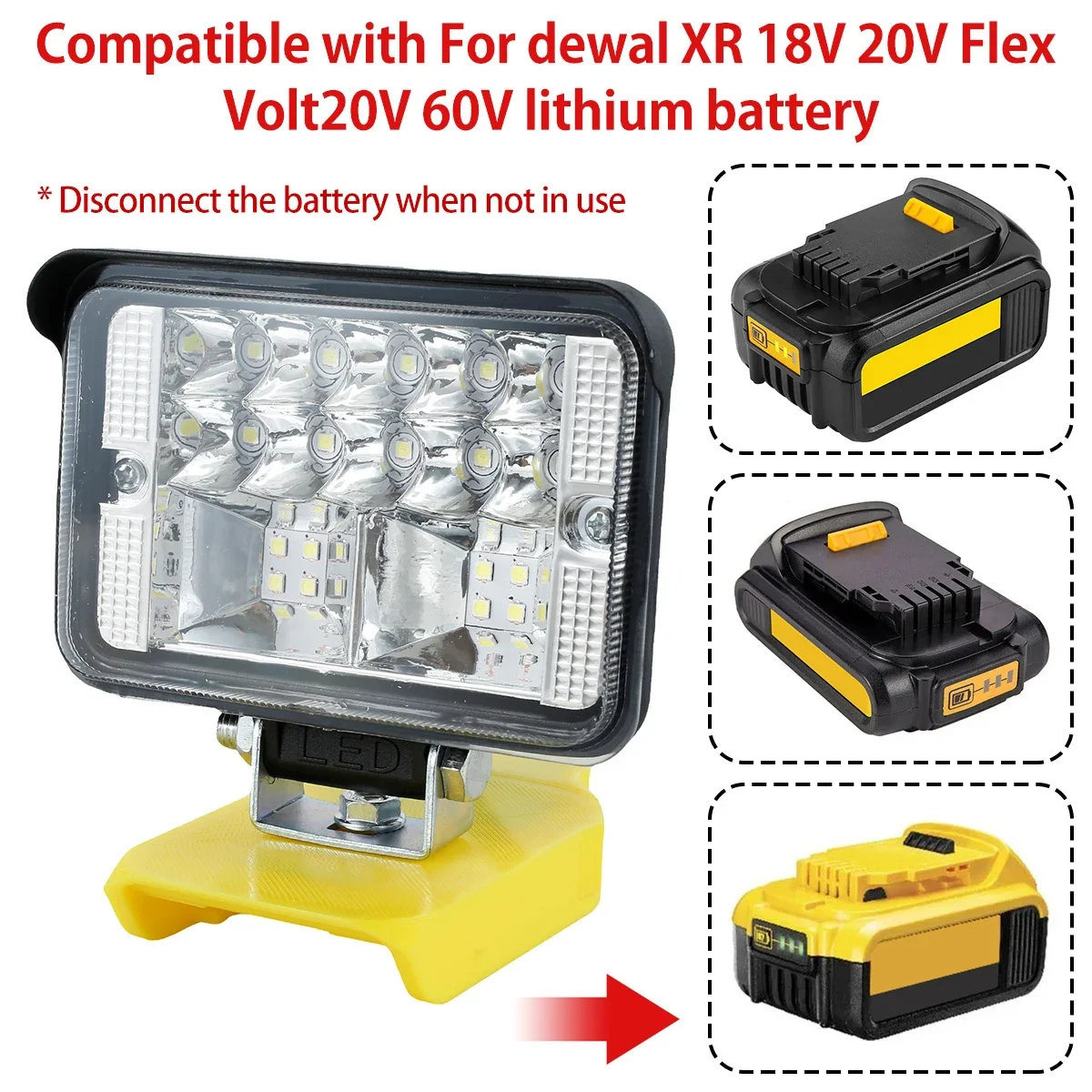 LED Work Light Flashlight Outdoor Lighting Work Lamp Camping Lighting For Dewalt XR 18V 20V Flex Volt 20V 60V Lithium Battery