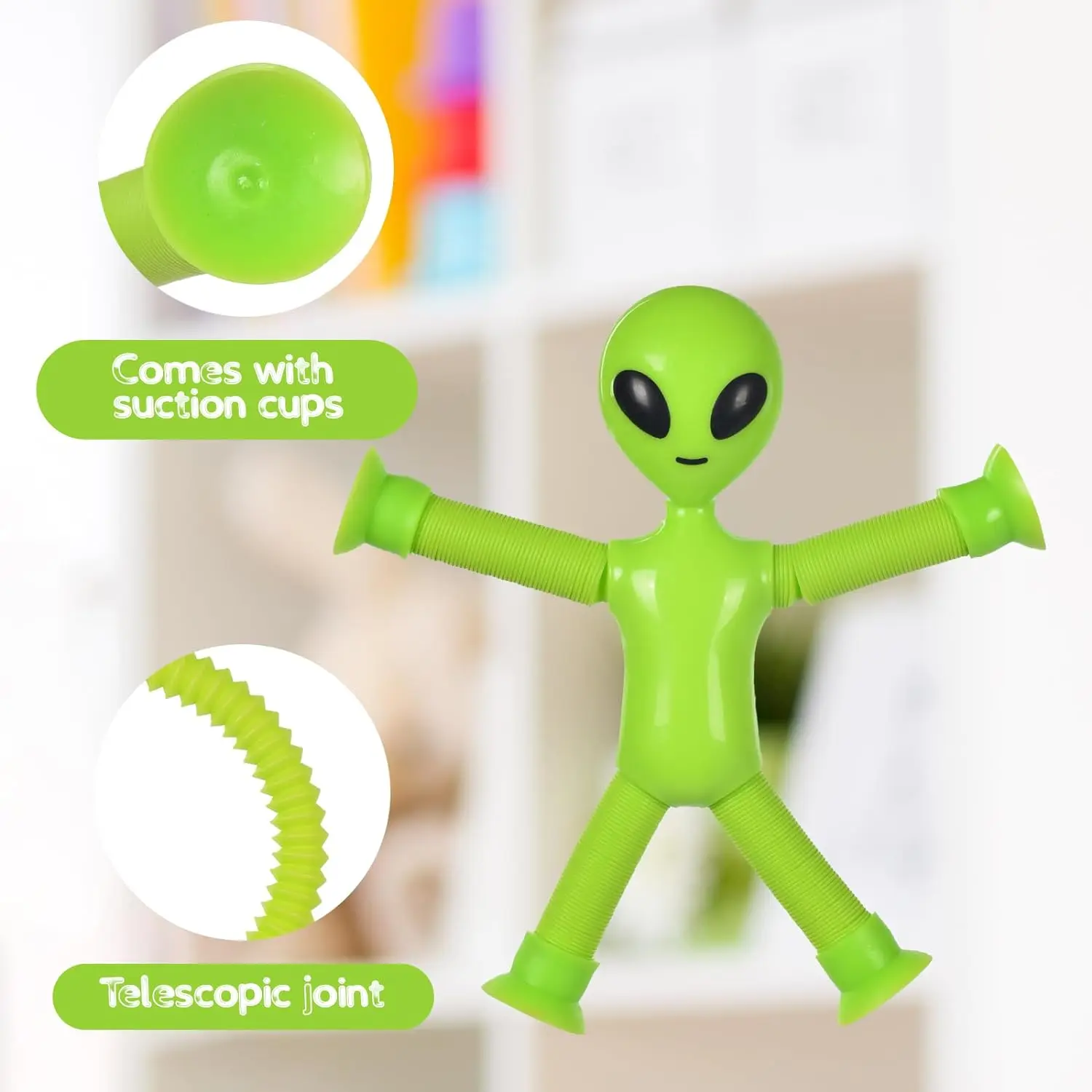 Cartoon suction cup telescopic tube, alien versatile shape stretching tube, parent-child interactive puzzle decompression toy