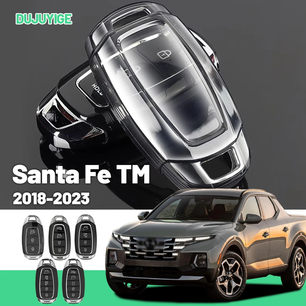 

Clear TPU Car Key Case For Hyundai Santa Fe TM 2018-2023 Key Fob Cover Protector Shell Auto Accessories 2019 2020 2021 2022