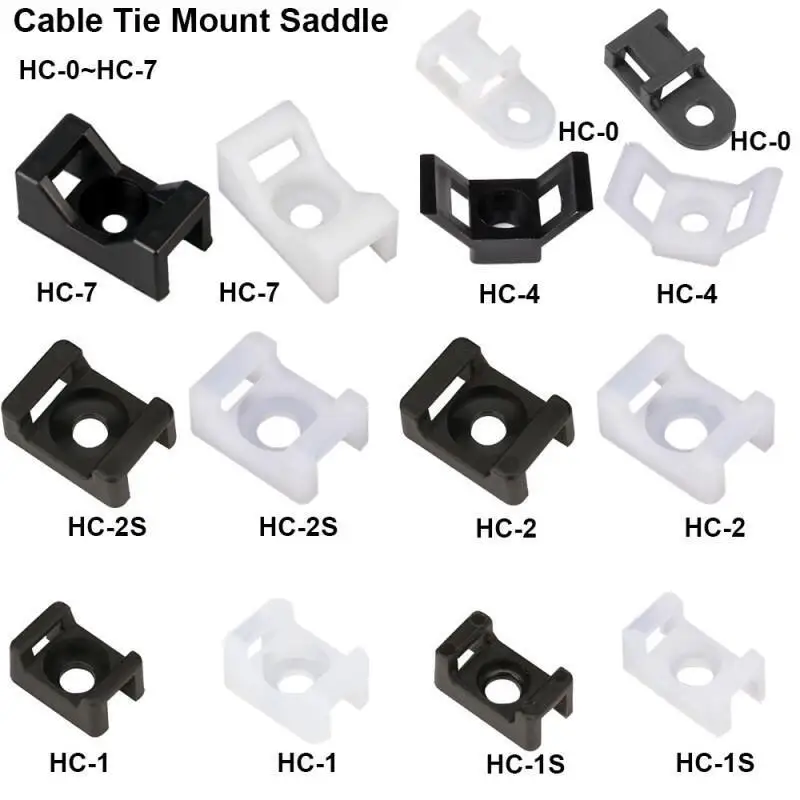 100pcs Saddle Type Cable Tie Mounts, Wire Holder Bases Clips for Computer TV Cord Cable Ties Fixing Clamps Organizer