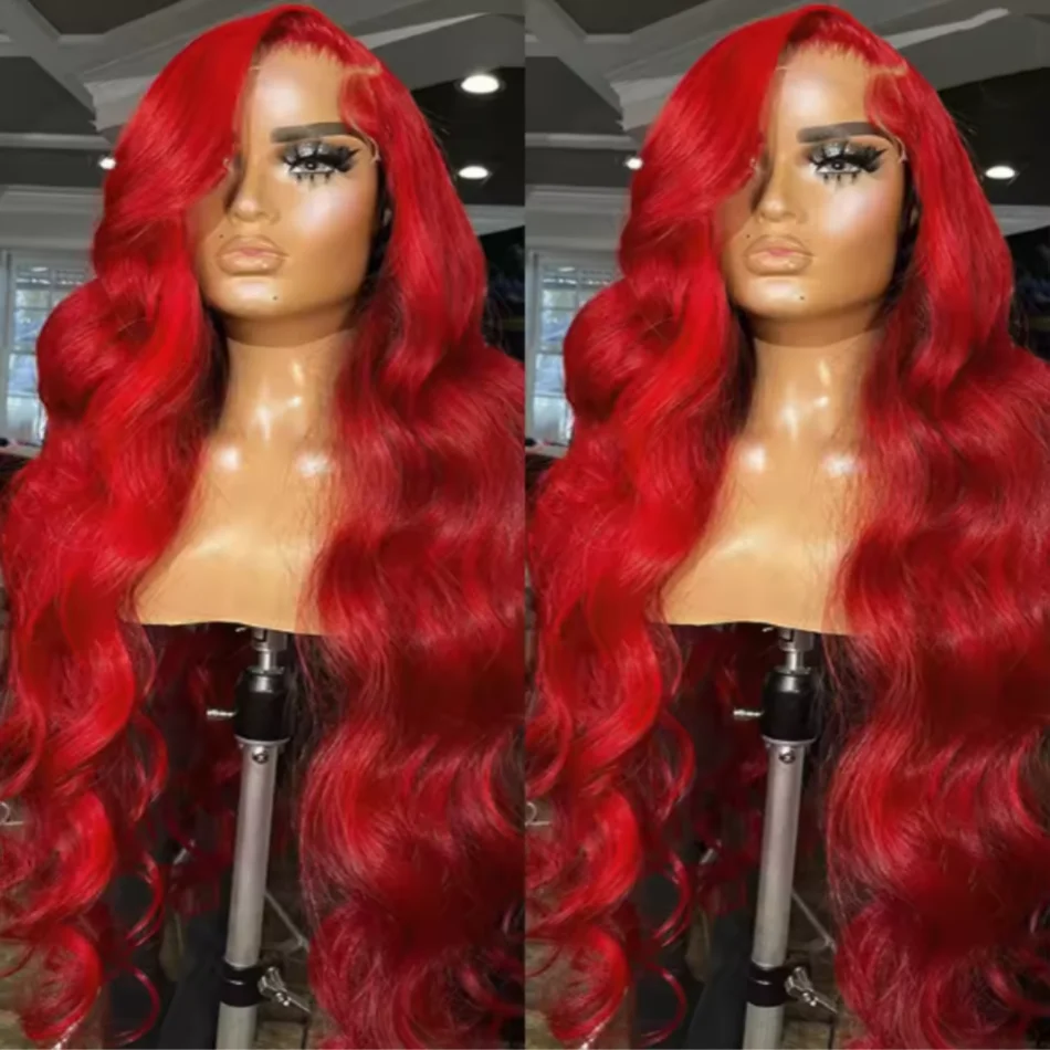 13X4 13X6 Hd الجسم موجة الدانتيل الباروكة الأمامية شفافة الأحمر 99J بورجوندي الدانتيل الجبهة الباروكات الساخن الأحمر اللون فضفاض موجة خصلات الشعر المستعار الإنسان