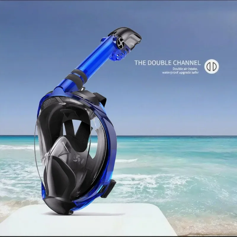 Diving Mask with Side Breathing System,180° Panoramic View Detachable Camera Mount, Anti-fog and Leak-proof Diving Mask Included