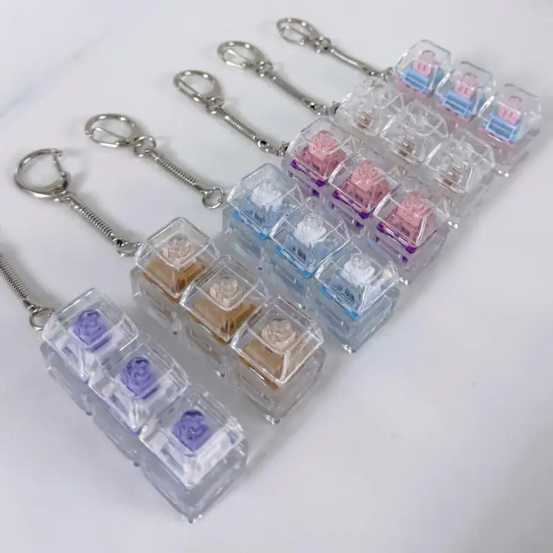 Hot 1/2/3/4/9 Key Keyboard  Toys Crystal Keycap Keychain Stress Relief Fingertip Gadget Decompression Toys Clicker  Toy
