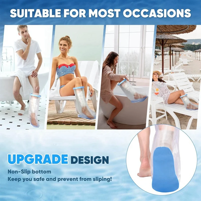 Waterproof Extra Wide Leg Cast Cover For Shower With Non-Slip Bottom For Leg Cast Protector For Leg Surgery Wounds-A12K