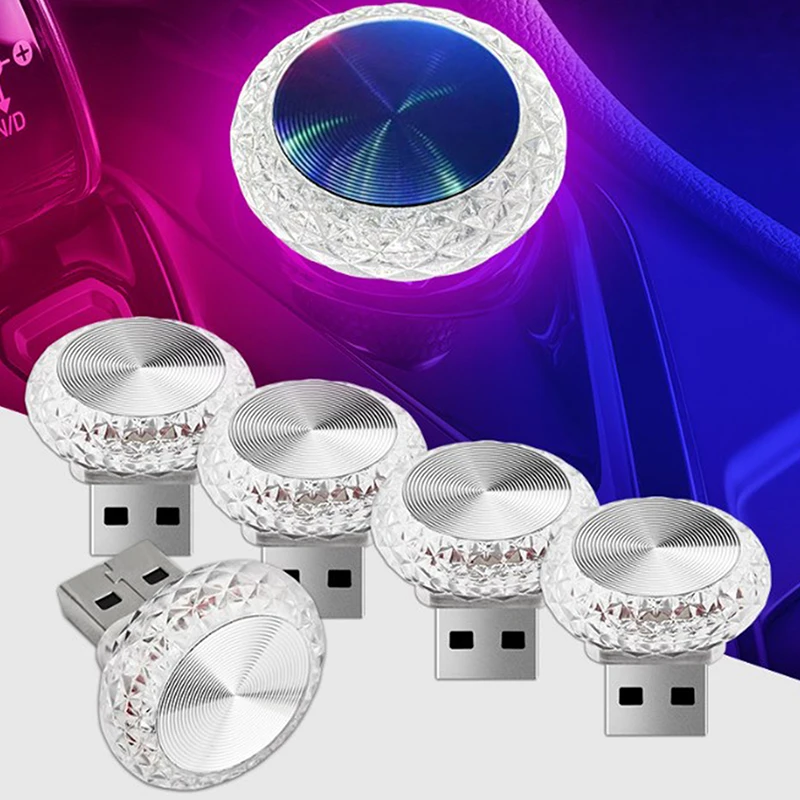 مصباح محيط USB محمول للسيارة ، مصباح LED صغير ، مصابيح جو زخرفية ، داخل السيارة ، البيئة ، ضوء الكمبيوتر ، تشغيل المكونات