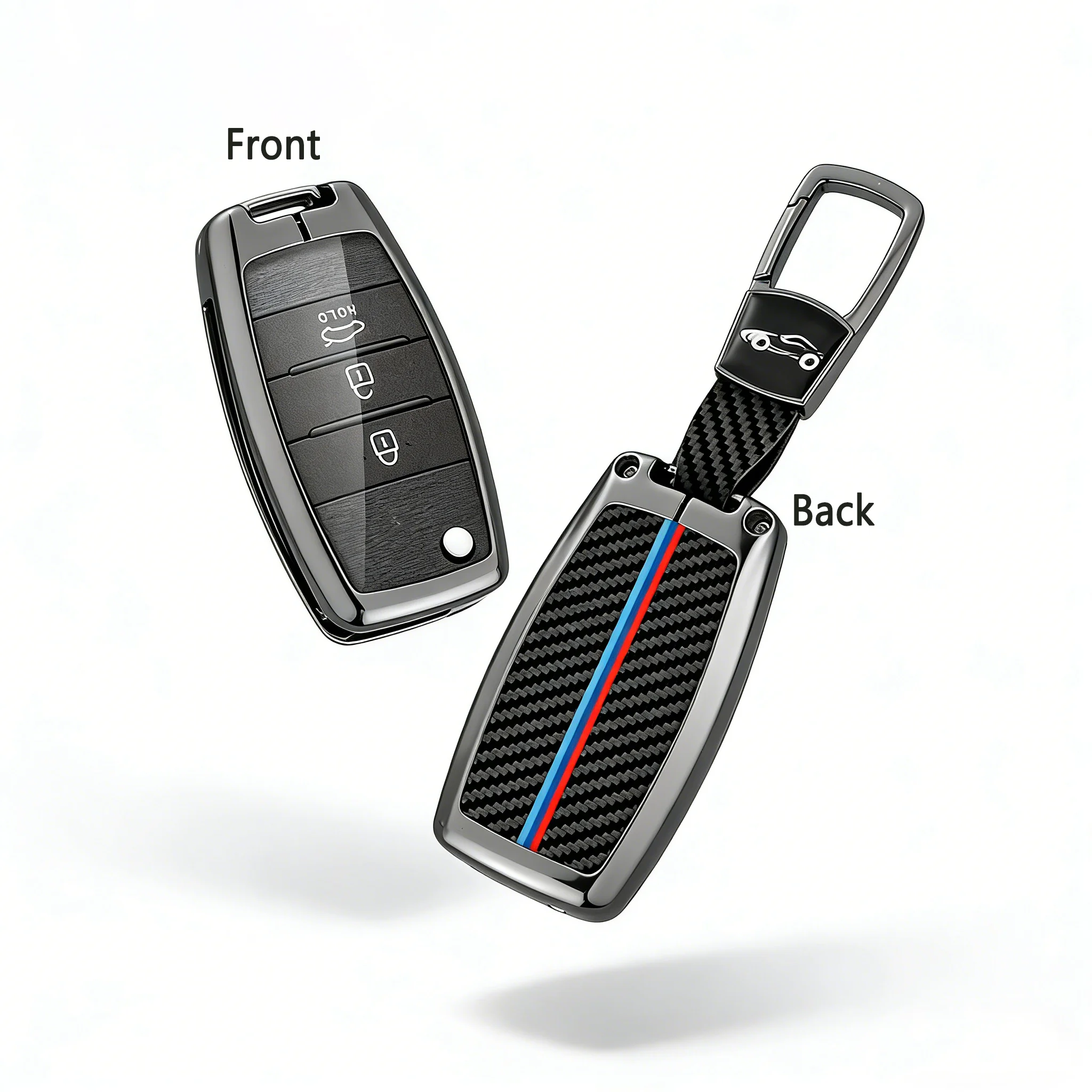 

Чехол для автомобильного ключа из углеродного волокна и металла для Kia K3 K4, 3/4 кнопки, для выкидного/умного ключа, с брелоком, полная защита