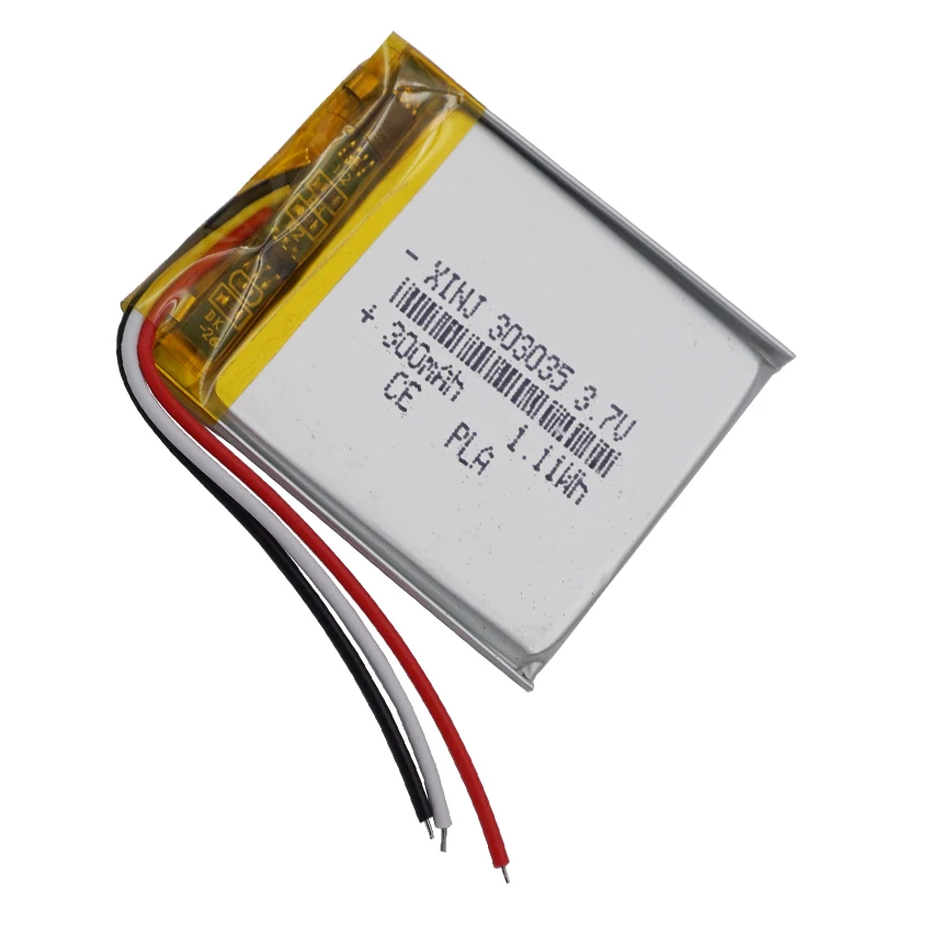 3.7V 300 mAh 1.11Wh 3 przewody termistor 303035 polimerowy Li litowo-LiPo akumulator jony do kamery samochodowej urządzenie Bluetooth