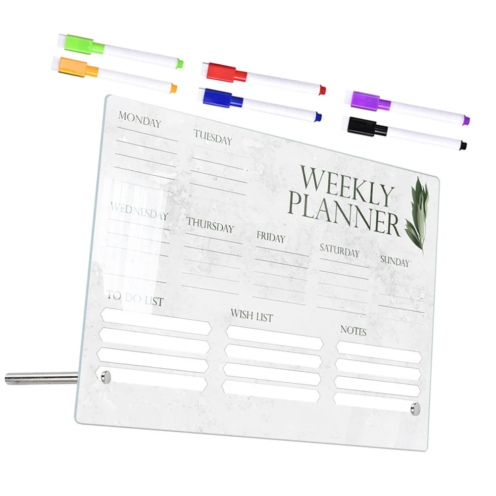 1Set Erasable Weekly Planner Acrylic Dry Erase Board Transparent Whiteboard for Desk Office Home Message Recording Board with