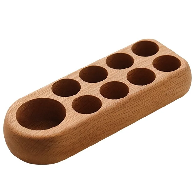 ABWP-Wooden Essential Oil Display Stand For 5Ml 10Ml Bottle 9 Holes Cosmetic Organizer Rack Rectangle Organizer