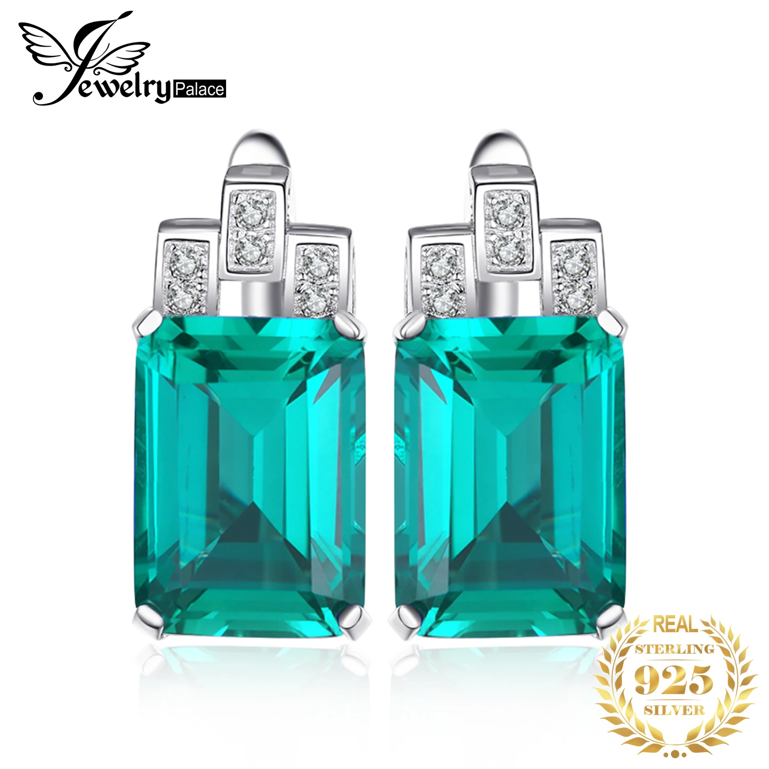 JewelryPalace 8ct zielony imitacja Nano szmaragd 925 kolczyki koła ze srebra wysokiej próby dla kobiet biżuteria