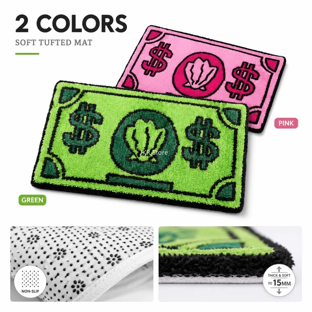 Tapis de sol créatif style dollar, antidérapant, doux, pour entrée, porche, chambre, salle de bain, salle de jeux, décoration intérieure