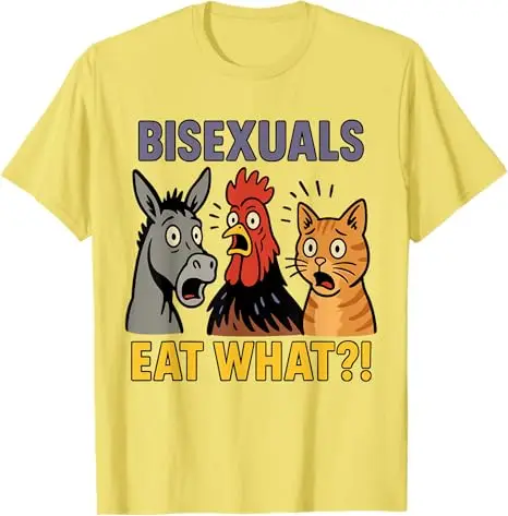 تي شيرت رائع ثنائي الجنس مضحك يأكل ما الحيوانات فخر المثليين LGBTQ Pun تي شيرت فريد وغير معدل Y2k تصميمات جرافيك قائلا تي شيرت