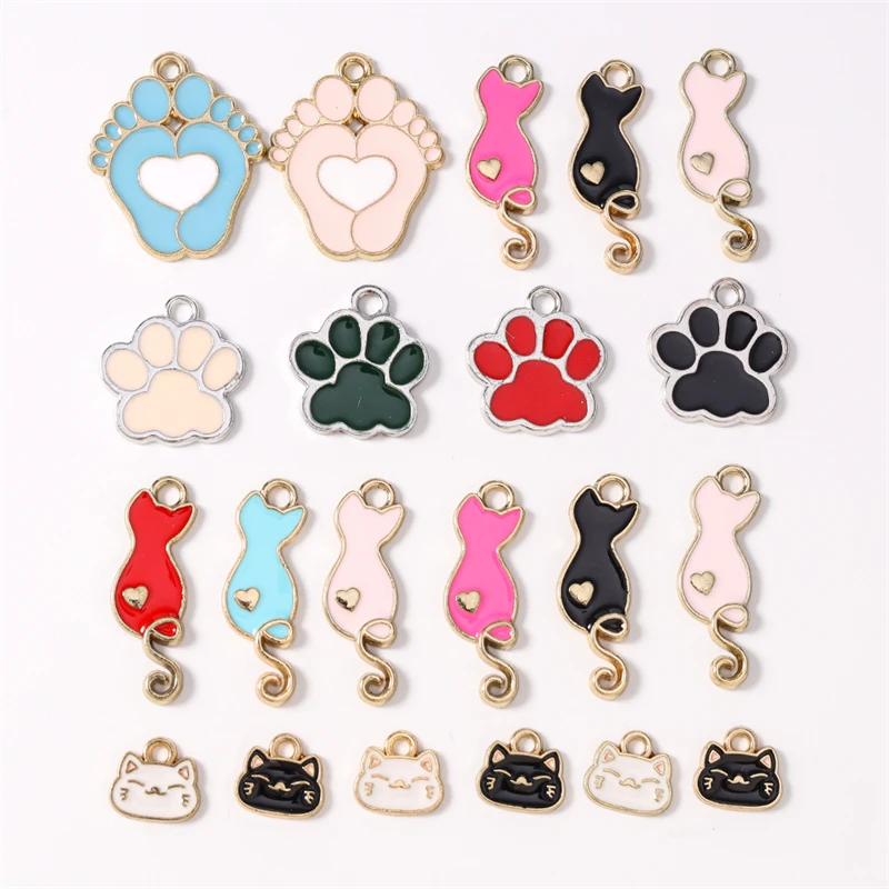 Duarte 20 Stück/Set Niedliche Tier-Anhänger, Emaille-Hundepfotenabdruck-Charms für Schmuckherstellung, Ohrringe, Halsketten, DIY-Bastelgeschenke – Detail 1