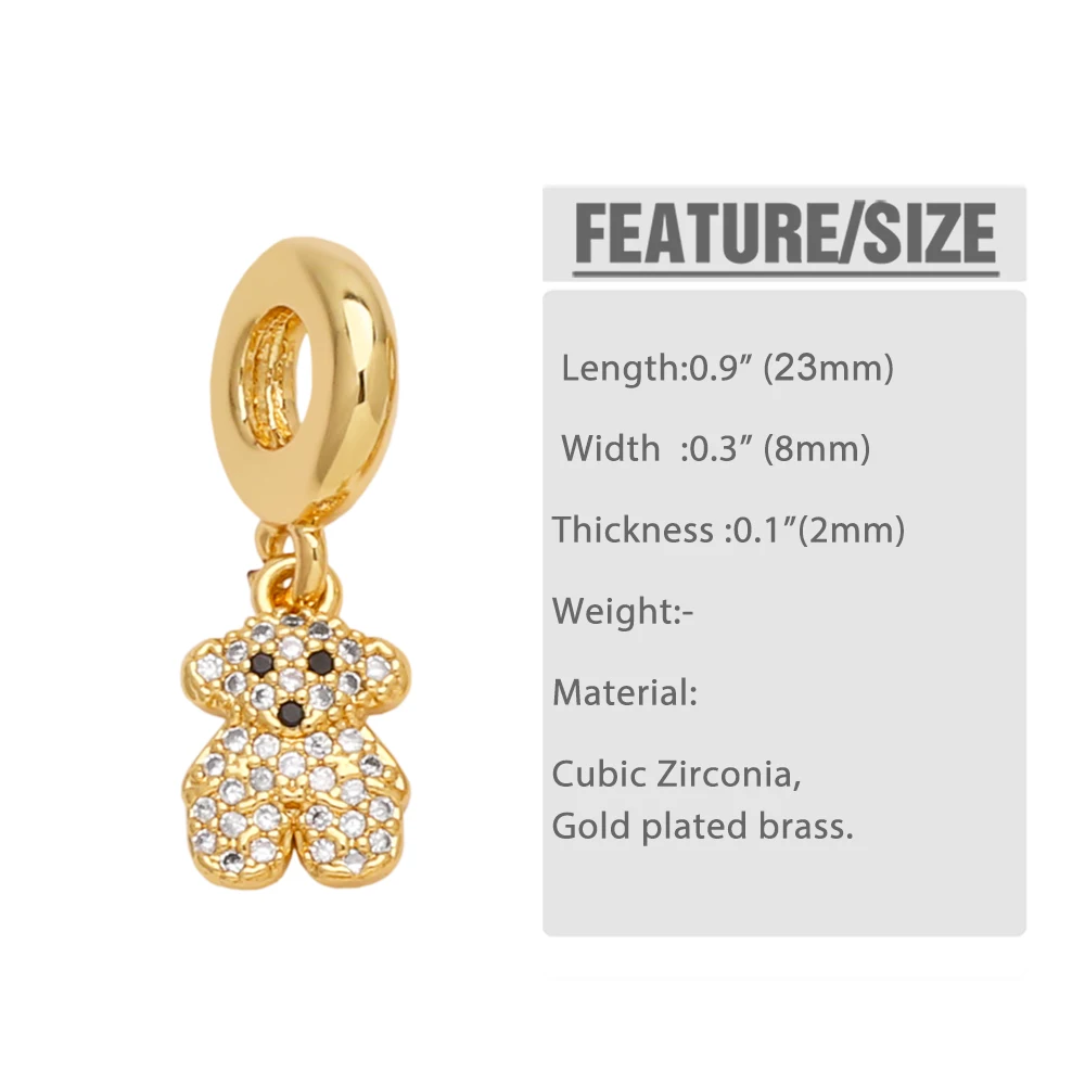 OCESRIO Polish Brass Heart Airplane Pendant for Necklaces Copper Gold Plated Crystal Bear Jewelry Making Component pdtb483