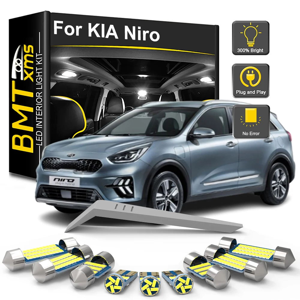 

BMTxms 12Pcs LED Interior Light Bulb For KIA Niro EV Plug-in 2016 2017 2018 2019 2020 2021 2022 2023 Car Accessories Canbus Lamp