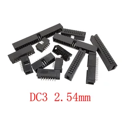 10Pcs DC3 2.54mm Pitch Double Row Male Socket Straight IDC Box Headers PCB Connector 6/8/10/12/14/16/18/20/24/26/30/34/40/50 Pin