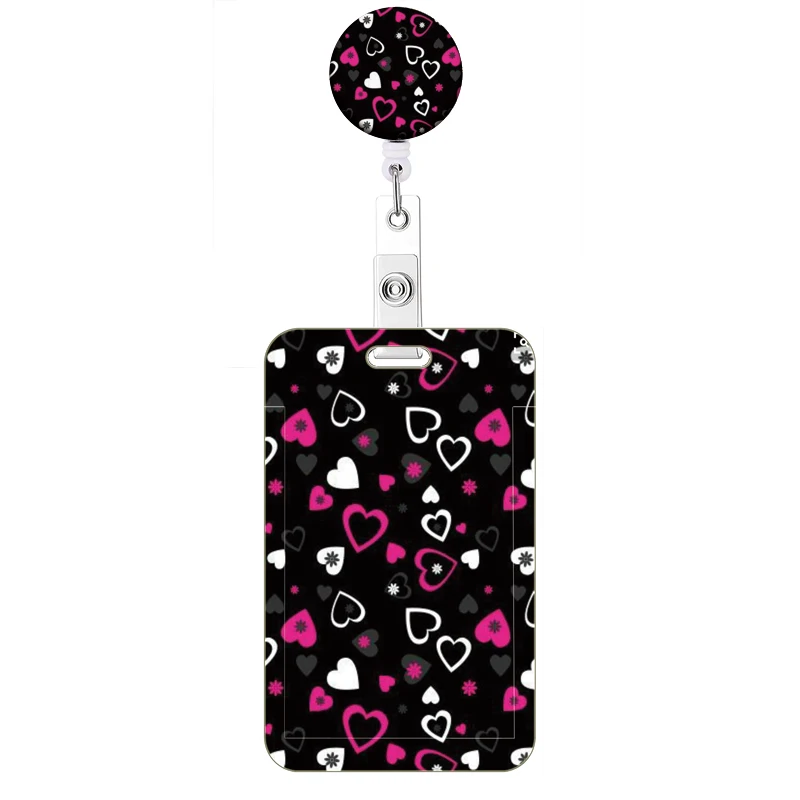 Neue Stil Farbe Liebe Versenkbare Clip Reel Karte Halter Herz Form ID Business Arbeit Karte Yoyo Abzeichen Halter Büro Liefert – Detail 25