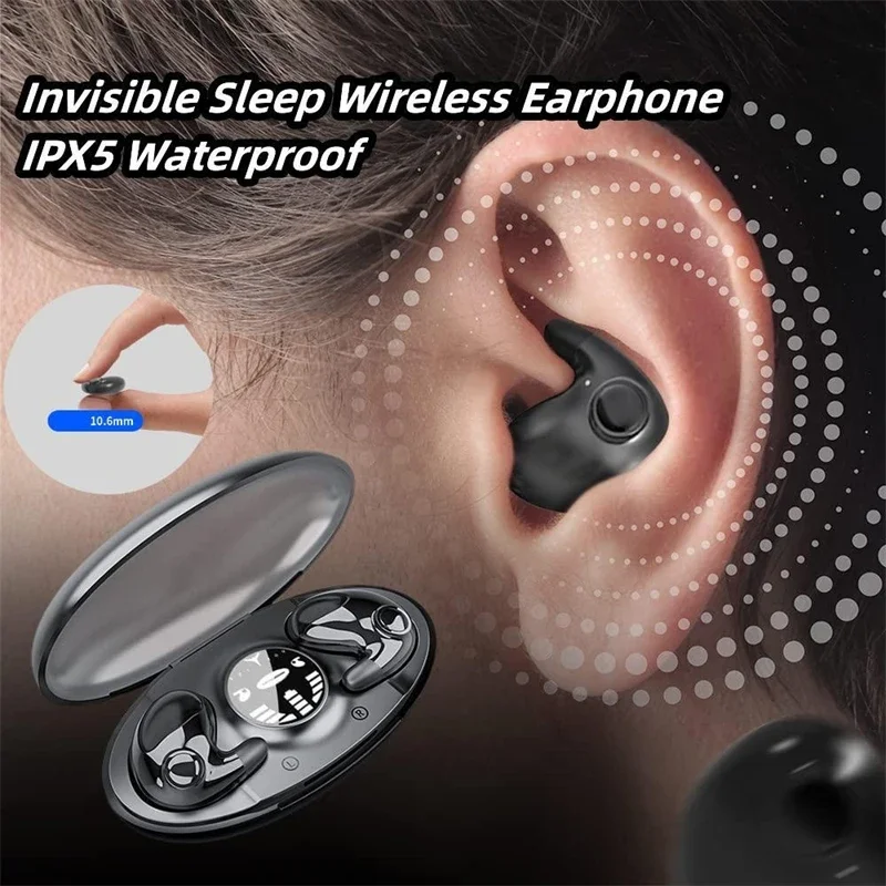 Sleep Invisible Stereo Headset Waterproof Wireless Bluetooth Earphone Earbuds with Mic for Phone Bluetooth 5.3 Headphones