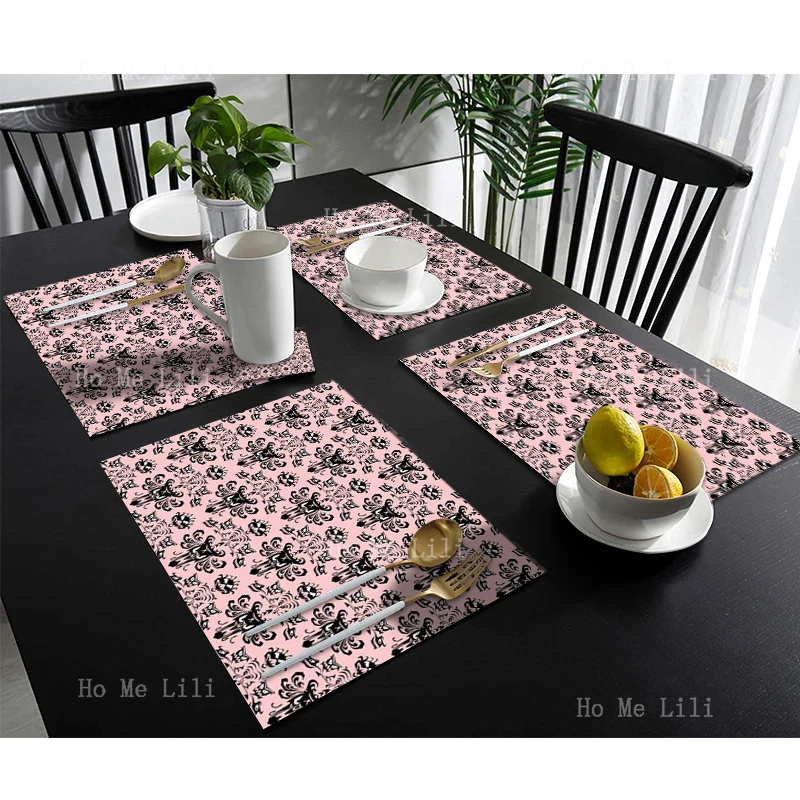 Halloween Skull Pink Haunted House Scary Eyes Unknown Creature Oil And Water Proof Kitchen Table Decoration Placemat