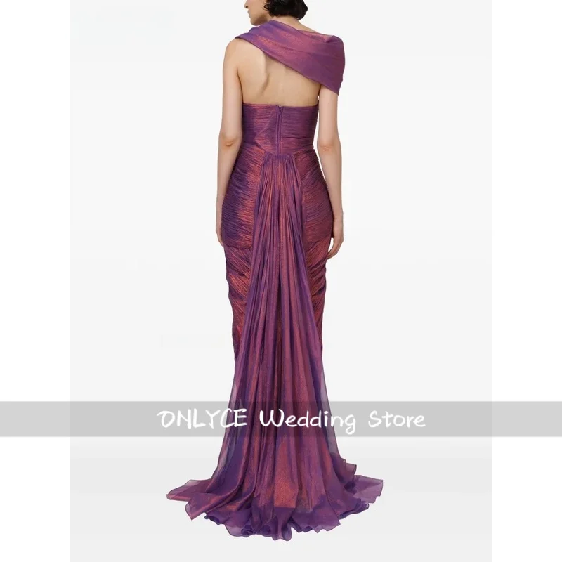 エレガントなマーメイド光沢のあるプリーツオフショルダードレスフォーマルパーティードレス女性用ロングシンプルなプロムドレスカスタマイズ