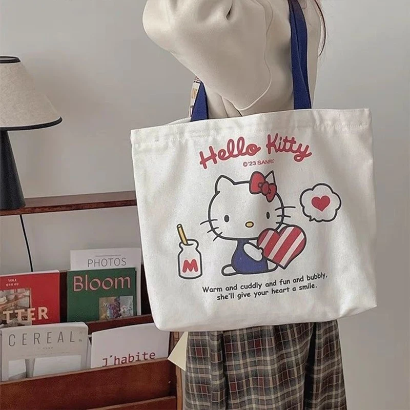 

Sweet Sanrio Hello Kitty Cinnamoroll Anime Kawaii Canvas Bag Cute Cartoon My Melody Kuromi Shoulder Bag Gifts for Girls